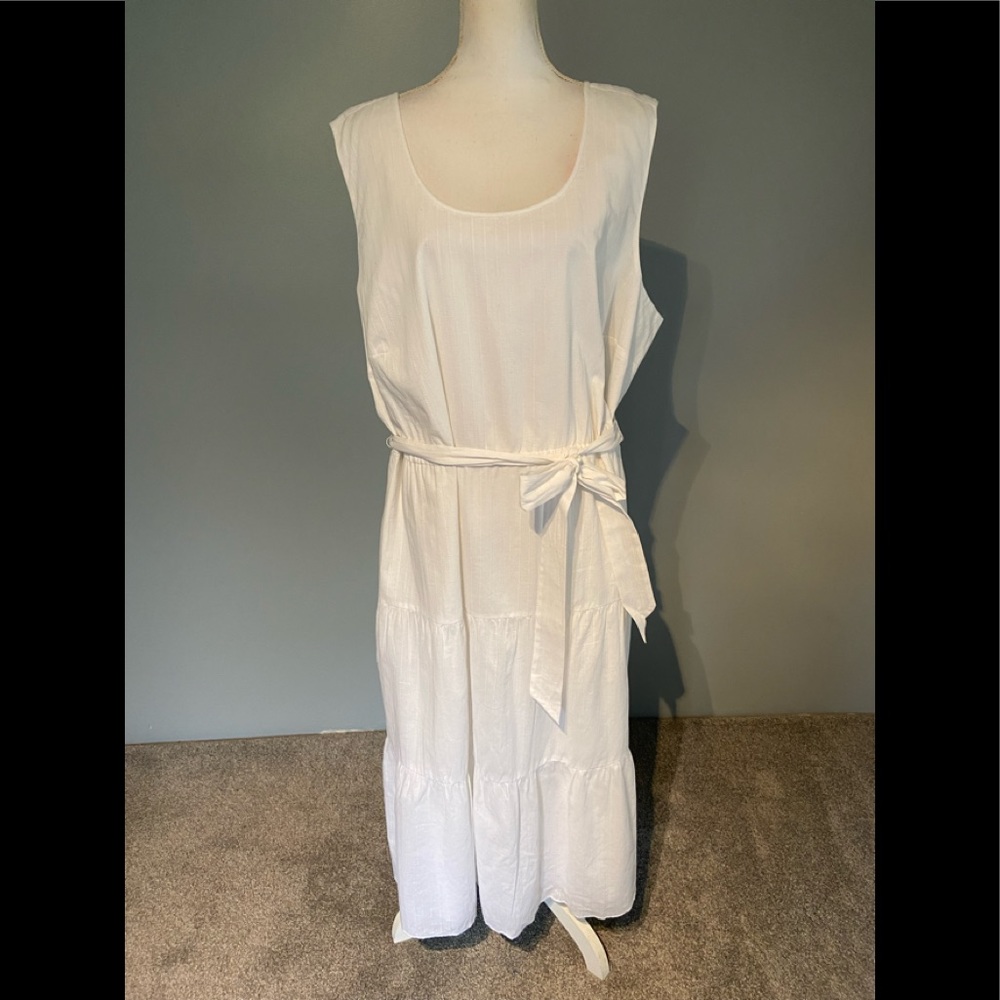 Talbots white cotton sleeveless dress